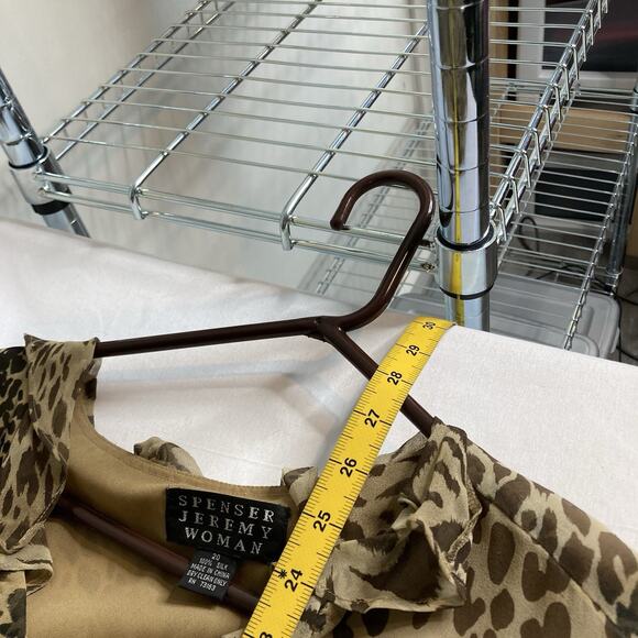 Spenser Jeremy Women's Ruffled Animal Print Silk Blouse Size 20 Flowy Maximalist - Picture 3 of 9